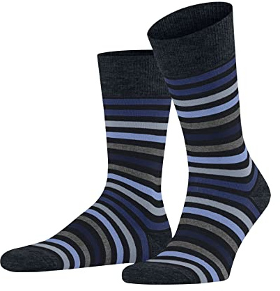 FALKE Men's Tinted Stripe Socks Breathable Climate-Regulating Odour-Neutralising Wool Cotton Patterned All-Rounder Warm For Dress Casual Business Looks 1 Pair