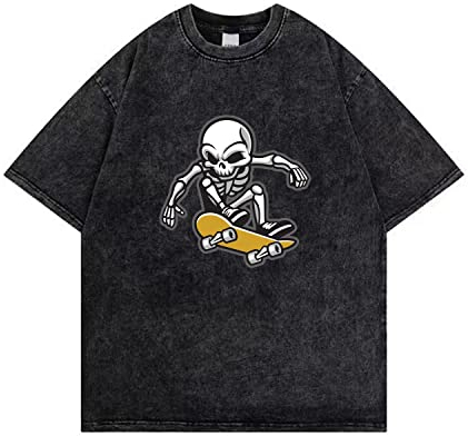 Unisex T-Shirts für Erwachsene Goth T Shirt Y2K Neuheit Harajuku Grafik Tops Distressed Anime Kleidung 586 Dark Grey