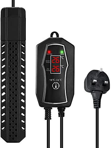 Aquarium-Heizung, 200/300/500 W, mit externem Temperaturregler, tauchfähiger Aquarium-Heizstrahler mit großen digitalen LED-Displays, Tankheizung hält stabile Temperatur für tropische Fische,