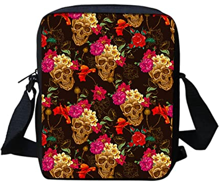 Biyejit Kuriertasche, Umhängetasche, Umhängetasche, Handbgas Sling Sling Satchel mit verstellbaren Trägern, Totenkopf-Aufdruck