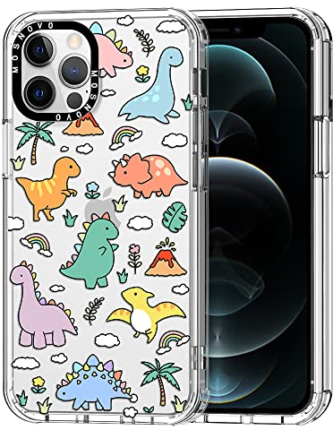 MOSNOVO für iPhone 12 Pro Max Hülle – Durchsichtige, schlanke, stoßfeste TPU+PC-Handyhülle, [6,6 Fuß Fallschutz/Anti-Abziehen] - Dinosaurierland