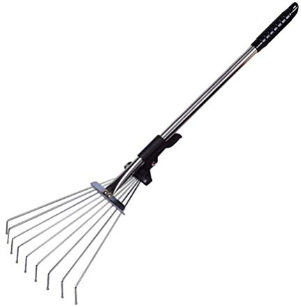 diyfixlcd Laubrechen Sträucherrechen verstellbar, einziehbar, für Garten, Laub, Rechen, Laub, Reinigungswerkzeug für Unkraut, Laubgras