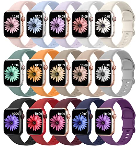 Higgs 15 Pezzi Cinturini Compatibile con Cinturino Apple Watch 42mm 44mm 45mm 46mm 49mm Donna Uomo, Bracciale Sportivo in Silicone Morbido per iWatch Series ultra 2 10 9 8 7 SE 6 5 4 3 2 1, Nero Rosa