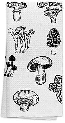 OHSUL Handgezeichnete Pilze, sehr saugfähig, Küchentücher, Geschirrtücher, Geschirrtuch, Vintage, botanische Pilz-Handtücher, Geschirrtuch für Badezimmer, Küche, Dekoration, Frauen, Geschenke