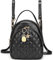 VX VONXURY Rucksack Damen Klein, Mini Rucksack Elegant, Pu Leder 2 in 1 Reiserucksack mit Abnehmbarem Riemen für Reisen Arbeit Freizeit Schule (Schwarz)