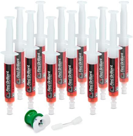 ERRECOM Red Brilliant - 12 x 7,5 ML, Traceur UV à Base POE pour localiser Fuites de Gaz Réfrigérant dans Les Systèmes A/C de Véhicules avec Compresseur Electrique, Contient Adaptateur pour R1234yf