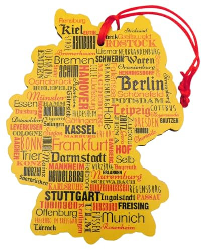 Germany Ornament Wooden Christmas Tree Decoration with German Town and City Names, 6 Inches