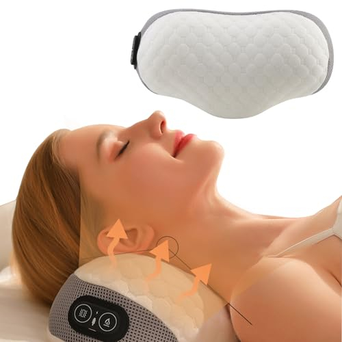 Massagekissen für den Nacken | Vibrations-Heißkompressen-Elektrokissen,Tragbares weiches Kissen für Zuhause, Arbeit, Reisen, feuchtigkeitsableitendes Nackenkissen zum Entspannen Aznever