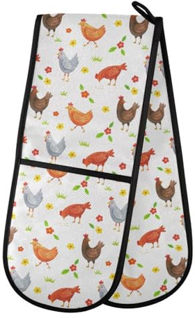 Gants de four doubles résistants à la chaleur pour barbecue, cuisson, grillades et micro-ondes