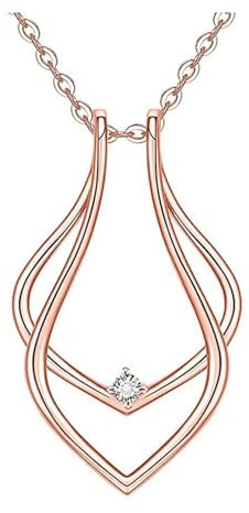 SHINROAD Ring Keeper Charm Necklace Bridal Shower Gift Elegant Women's Holder Pendant Adjustable Length with Perfect for Wife or Girl Rose Gold