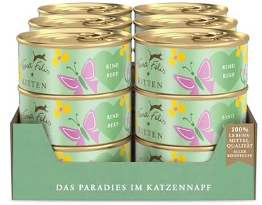 TERRA FELIS Kitten Rind Nassfutter I Premium Kittennahrung in 100% Lebensmittelqualität Aller Rohstoffe I 90% Fleischanteil, getreidefrei I Alleinfuttermittel (18x70g)