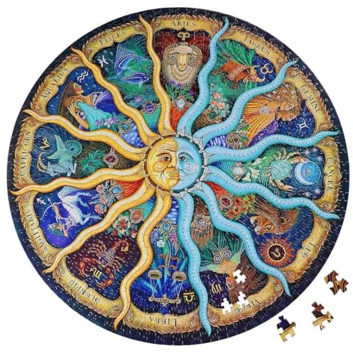 Moruska Puzzles for Adults 1000 Pieces, Round Jigsaw Puzzles 1000 Pieces for Adults Challenge and Cool - Zodiac Horoscope Astrology Puzzle