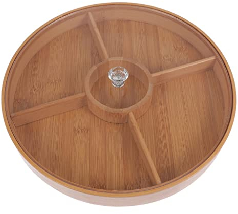 YOtat Fruteros, 1 Pieza, Bandeja De Almacenamiento De Alimentos, Práctico Plato para Aperitivos De Frutas Secas con Tapa (Caqui) (D 30 * 30 * 4 Cm) (D 30 * 30 * 4 Cm)