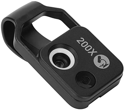 200X Zoom-Telefon, Zoom-Objektiv für LED-Licht, Mobiles Externes Objektiv, Tragbare Mikroskop-Kamera, Schwarze Bildlupe, Handy, USB-Mikroskope, Tasche mit CPL (BLACK)