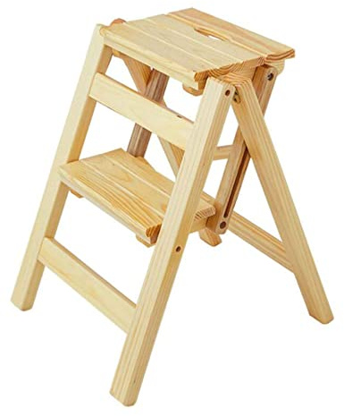 GLJTUO Escabeau À 2 Marches, Escabeau Pliant, Tabouret en Bois, Escabeaux Polyvalents, Escabeaux Légers pour Adultes, Étagère D'Échelle De Salle De Bain avec Tapis Antidérapant