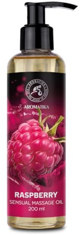Sinnliches Massageöl Himbeere 200 ml - Massageöl mit Mandelöl - Körper Massage Öl - Entspannung Massageöl - Essbar und Natürlich - Körperöl - Naturkosmetik - Kissable Massage Öl