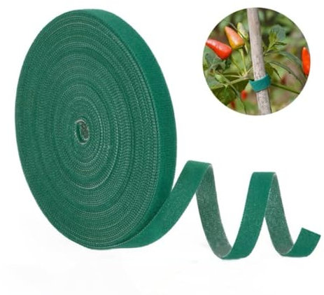 Miionwii 25m Plant Ties, 12mm Green Garden Plant Tape, Self Adhesive Ties Reusable and Adjustable, Plant Supports for Garden Climbing Plant Wrap Tape Cable Organiser