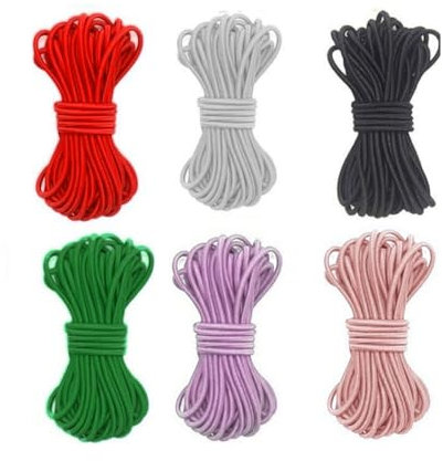 6 Pezzi Cordoncino elastico rotondo,Corda Elastica Colorata,per braccialetti fai da te, cordini, guinzagli.