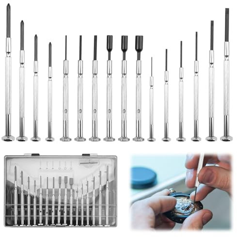 16 Pièces Tournevis Horloger, Tournevis Lunette, Petit Tournevis Tournevis de Précision Jeu d'Outils d'Horloger pour Montres, Lunettes, Ordinateurs Portables, TéléPhones Mobiles, Appareils Photo
