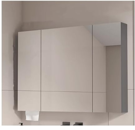 HUFIREHU Armoire De Toilette avec éTagèRe RéGlable Armoire Murale Salle De Bain Meuble Mural Toilette Rangement Miroir Salle De Bain avec Etagere Armoire Toilette Miroir Blanc(Gray,100cm/39.3in)