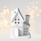 Teelichthaus Keramik,Weihnachtsdeko Lichthäuser,Lichterhaus aus Porzellan,Weihnachtshaus Beleuchtet mit LED Licht,Lichthaus Weiss Teelicht Haus Weihnachtsdorf Teelichthalter für Weihnachten Deko