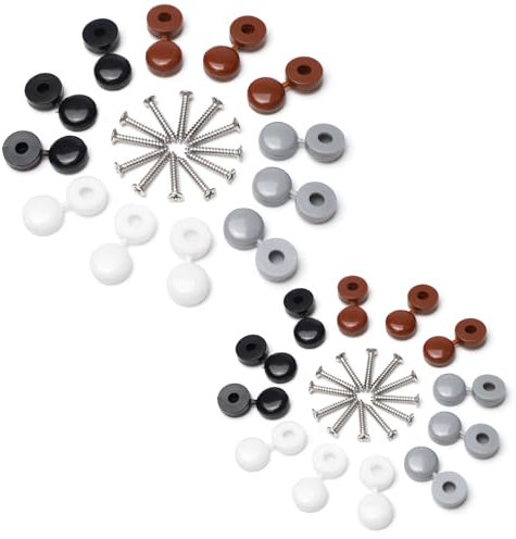 48 Stück Klappschraube Abdeckkappen Kunststoff, abdeckkappen für Schrauben, Schrauben abdeckkappen, Schrauben mit abdeckkappe, Scharnier-Schraubenkappen für Nummer