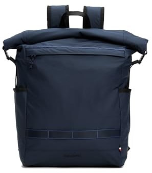 Tommy Hilfiger Herren Lightweight Travel Roll Top Backpack with Laptop Sleeve Rucksack, Space Blue, Einheitsgröße