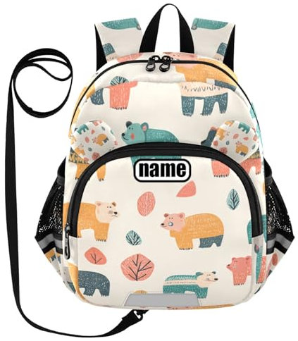 tplaotee Niedliche Ohren, personalisierbar, für große Kinder, Jungen, Mädchen, Anti-Verlust-Rucksack, personalisierbar, Handgepäck-Rucksäcke mit reflektierenden Streifen, Boho-Stil, einfacher Stil,