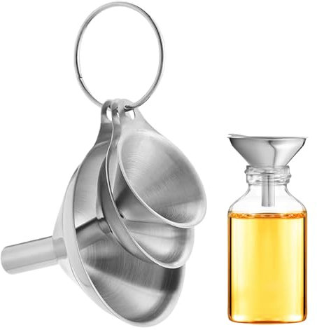 3 pezzi Imbuto in Acciaio Inox, Mini Imbuto da Cucina, Piccolo Imbuto Impilabile, Imbuti per marmellata in Acciaio Inossidabile, per trasferire marmellata, oli da cucina, liquidi, polvere, fagioli