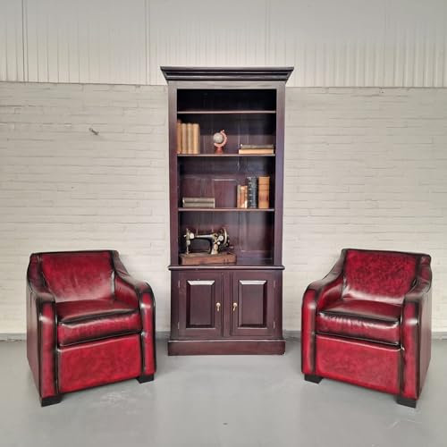 Chesterfield Classic Crawley Sessel SET – Antik-Rot, Leder