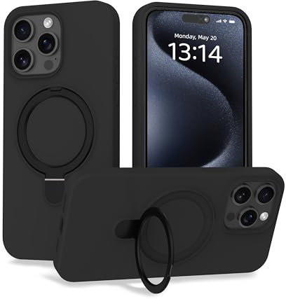 IAIYOXI Case for iPhone 13 Pro Max Case with Magnetic Invisible Stand - MagSafe Compatible, Military Drop Tested, Shockproof Silicone Cover for Women and Men (6.7, 2021) - iPhone 13 Pro Max, Black