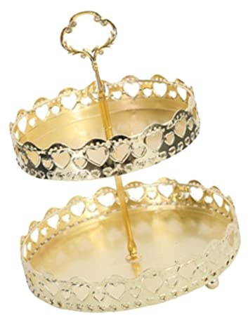 Luxuriöse, doppellagige Cupcake mit zwei Schichten, elegant, rund, Obst-Dessert-Teller, Teller für Hochzeitsfeiern, aus Kupfermaterial (Liebesherz) (Körnung (Herz)