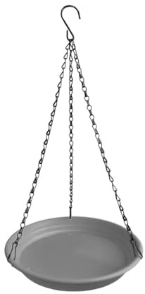 Baoblaze Vogeltränke Hängend für Garten, Vogelhäuschen zum Aufhängen mit Metallhaken, Vogelfutterspender für Garten, Hinterhof, Bäume, (22x22x3cm,∅22cm)