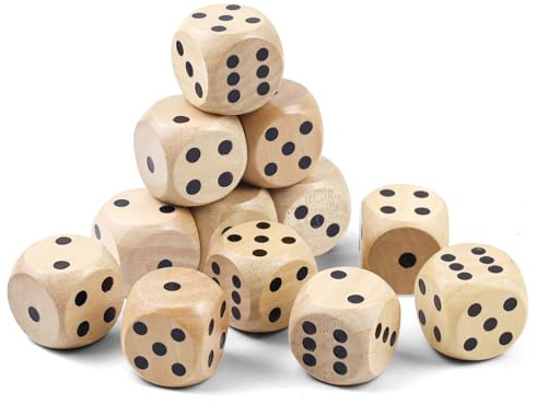 6 Stück Große Würfel Holz Set,Holzwürfel Würfel, D6 Holzwürfel Würfel-Set,Natürlich Holz Spielwürfel für Tischspiele Math Tutoring,Tisch-Borad-Spiele,Partei (12pcs-30mm)