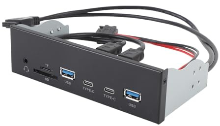 Asixxsix USB Front Panel Hub, 6 Ports 19 Pin GEN2 X 2 Support USB A TYPE C Memory Card Microphone Input 5Gbps Optical Drive Extension Panel, Front Panel USB Hub for PC Computer