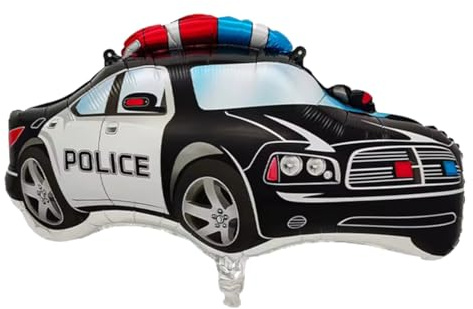 Polizei Folienballon Fahrzeug Motiv 66x49 cm - Ideal für Geburtstagsdekoration, Kinderfeste & Jubiläen - Luft- oder Heliumfüllung geeignet - Partyzubehör für kleine Polizisten!