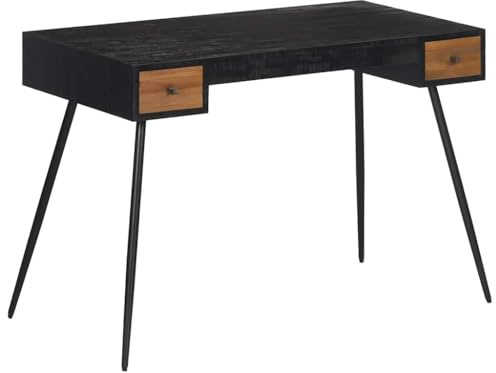 THOYTOUI Moderner Schreibtisch Teak-Massivholz - Verstellbarer Bürotisch aus Holz 117x56,5x75 cm für Homeoffice und Wohnzimmer