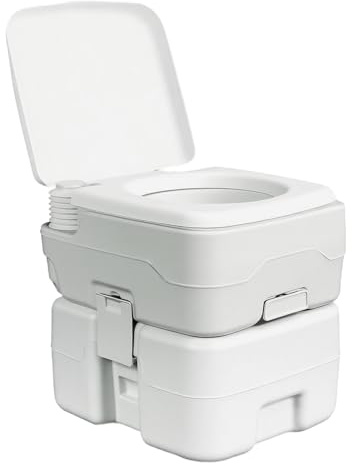 Portable Camping Toilet with 20L Removable Waste Tank, Compact Flushable Porta Potty with Rotating Spout & Leak-Proof Design for Caravan, Campervan