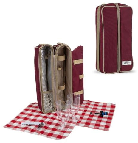 anndora Flaschentasche Wein Kühltasche, Burgundy | Isoliert, wein Trink Becher, robuster Stoff, Tragegurt