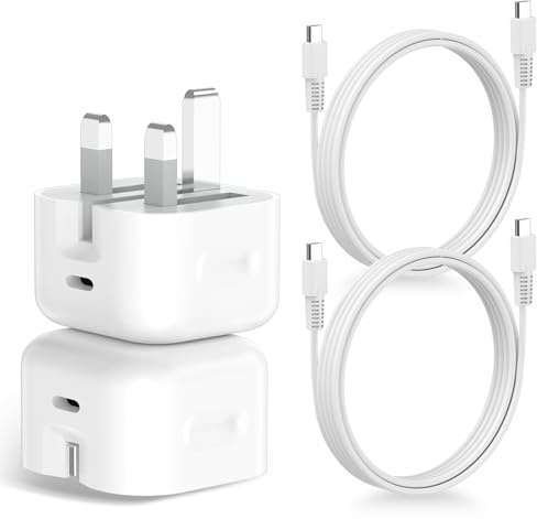Type C Charger Fast Charging, [MFi Certified] 25W Foldable Travel Charger with 6.5FT Cable Included UK Plug Adapter for Samsung/Phone/iPad and AirPods