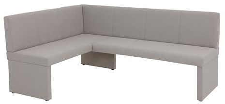 Hela Tische, Eckbank Sitzbank Turin, Langer Schenkel rechts, Bezug Webstoff Schlamm, gepolstert Beine, Oeko-TEX, PFC-Free,max. 340kg belastbar