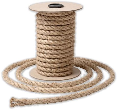 IPEA Corde en Jute Naturelle de 18 mm d'épaisseur pour décoration et Bricolage - 10 MÈTRES - Made in Italy - Cordon en Jute résistant pour Artisanat, décoration, Chat, Jardin