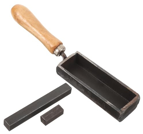 CHICAMPERA Iron Ingot Mold Lightweight and Convenient to Carry and Store with Wooden Handle Strip Shape for Metal Casting Suitable for Melting and Refining Gold and Silver