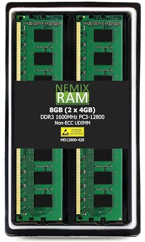 DSP - Memoria RAM de 8 GB (2 x 4 GB, DDR3, 1600 MHz, PC3-12800, 240 pines, DIMM)