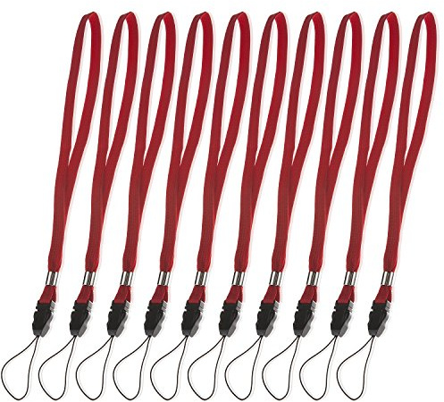 POPPSTAR 10x Handgelenk Trageband rot, Handschlaufe für Kamera, Digitalkamera, Handy, Smartphone, Handyhülle, Flip Case, USB Stick, MP3 Player, ActionCam uvm.