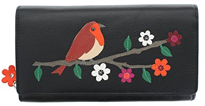 Mala Leder Kollektion Robin Damen Geldbörse Geldbeutel mit RFID-Schutz 3407_97 Schwarz