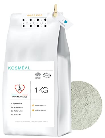 Argilla Bianca in Polvere Ventilata Francese 1KG - 100% Puro E Naturale - Imballaggio Ecologico Carta Kraft Bianca