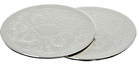 H.Bauer jun. große runde versilberte Untersetzer Set 2-teilig - Set