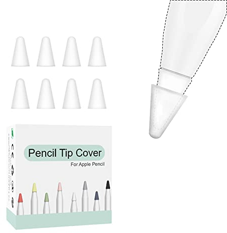 8-Pack Stylus Tips Cover, Anti-Scratch Replacement Nibs Cap & Protective Sleeves, Compatible with Apple Pencil (1st / 2nd Gen/Pro), Universal Stylus Nib Accessories, White
