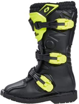 O'NEAL | Stivali Motocross | Bambini | Enduro Moto | Comodo Air-Mesh, quattro fibbie, materiale sintetico di alta qualità | Stivali Rider Pro Youth | Nero Neon Yellow | Taglia 2/34